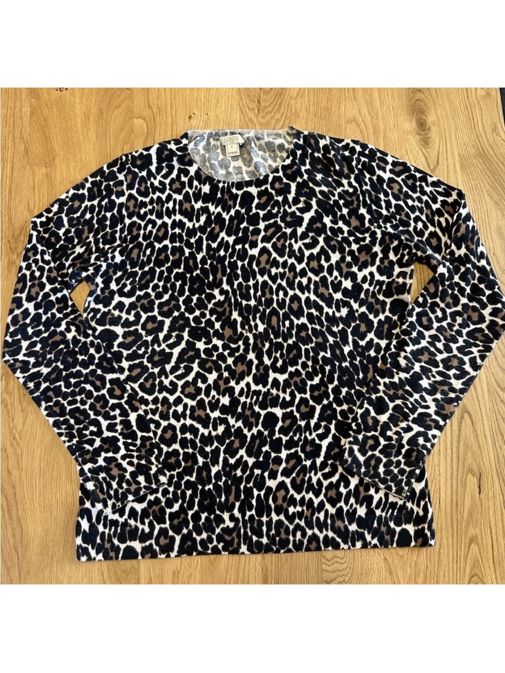J.CREW Leopard Animal Print Crewneck 100% Cotton Pullover Sweater M